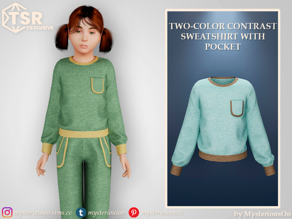 Sims 4 — Two-color contrast sweatshirt with pocket by MysteriousOo — Two-color contrast sweatshirt with pocket in 8