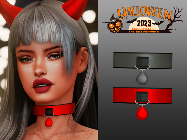 Sims 4 — L Evil Choker Accessory by couquett — Necklace Category