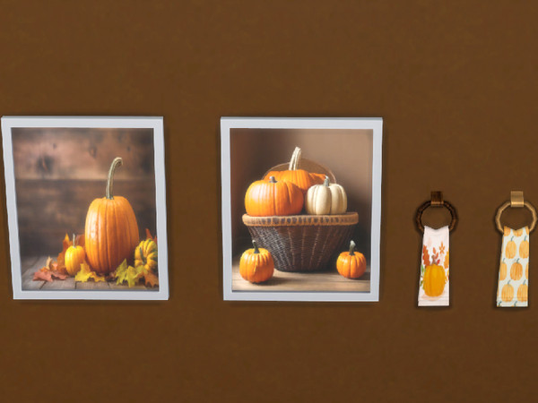 Sims 4 — Pumpkintowels by Woodies — Prints and towels for the walls.