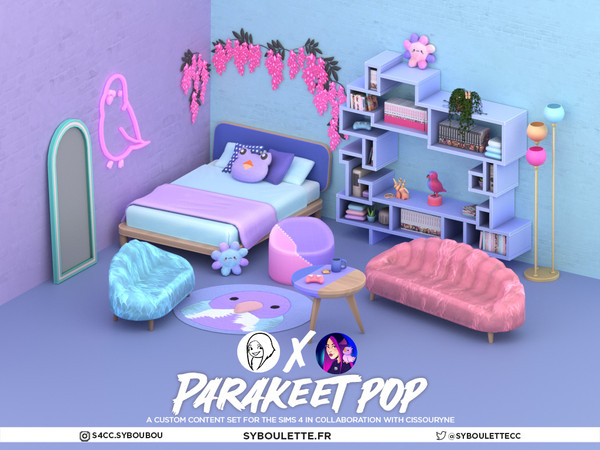 Sims 4 — Parakeet pop - Wall neon light x Cissouryne collection by Syboubou — Introducing the vibrant Parakeet Pop custom