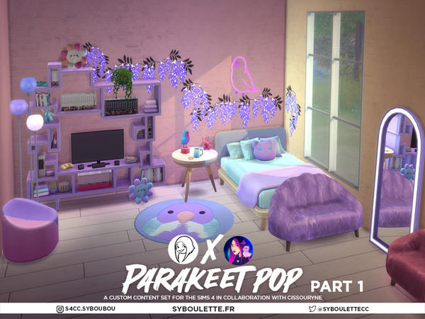 Sims 4 — Parakeet pop - Floor lamp x Cissouryne collection by Syboubou — Introducing the vibrant Parakeet Pop custom