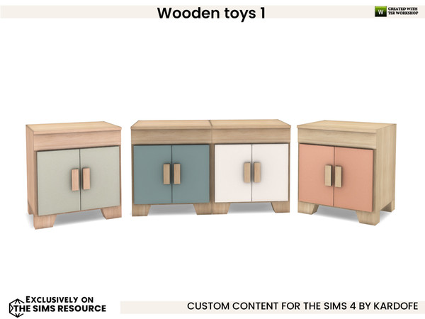 Sims 4 — kardofe_Wooden toys_Cabinet by kardofe — Toy kitchen, complete with cooker, cabinets, sideboard, washing