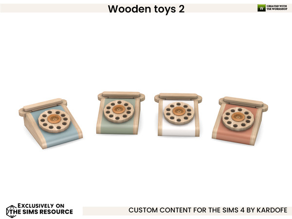 Sims 4 — Wooden toys_Telephone by kardofe — Second part of the wooden toys series, with a lot of decorative clutter and a