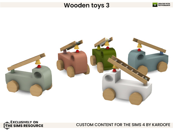 Sims 4 — kardofe_Wooden toys_Fire truck by kardofe — Third part of the series of wooden toys, functional toys, trucks,
