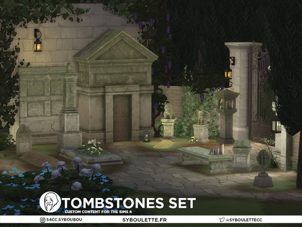 Sims 4 — Tombstones - Cemetary vault | death grave by Syboubou — Introducing the Tombstones custom content set for The