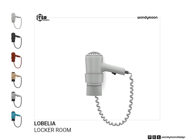 Sims 4 — Lobelia Wall Mount Hair Dryer by wondymoon — Modern style locker room decorations!