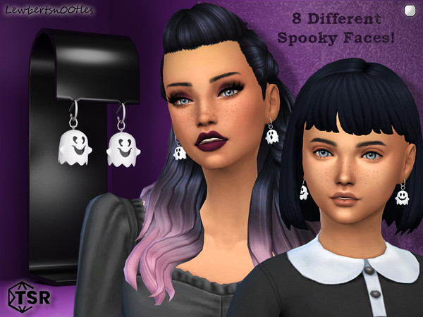 Sims 4 — Darcy Earrings by Lewbertsn00tles — A pair of spooky, 3D ghost earrings. New Mesh