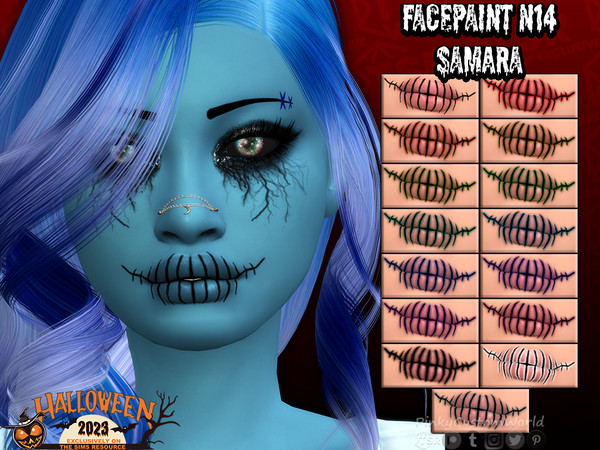 Sims 4 — Facepaint N14 - Samara (Facepaint) by PinkyCustomWorld — Get ready for a halloween party with this stitches like