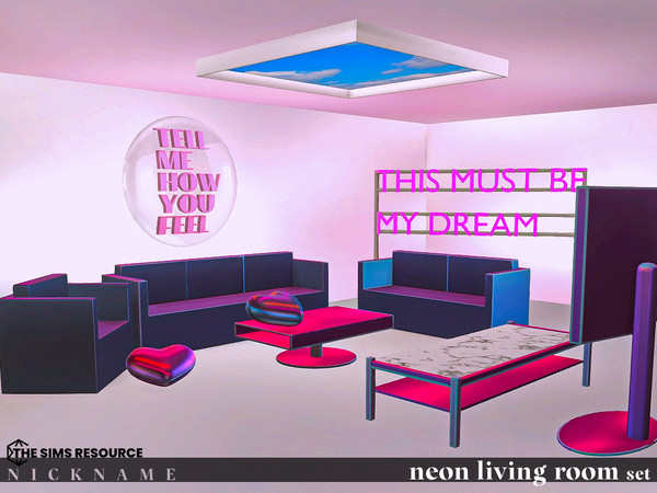 Sims 4 — neon living room set_heart by NICKNAME_sims4 — neon living room set 10 package files.