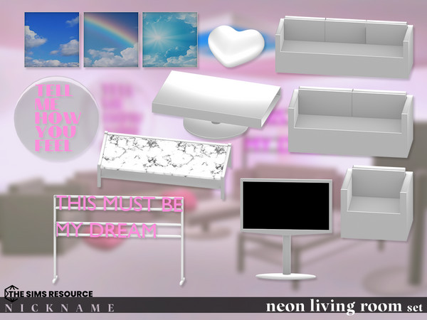 Sims 4 — neon living room set_loveseat by NICKNAME_sims4 — neon living room set 10 package files.