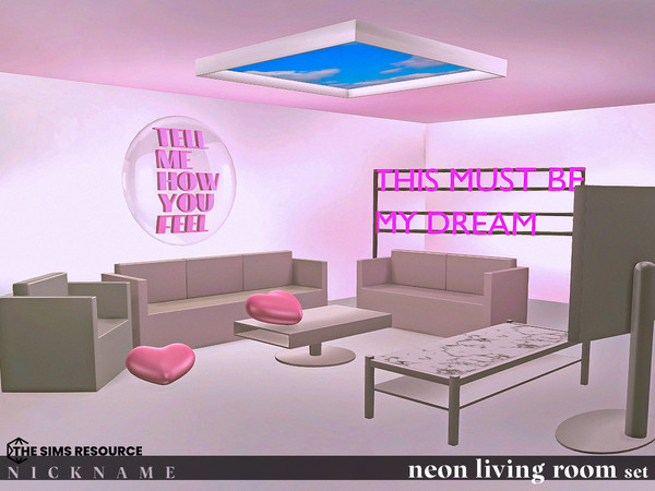 Sims 4 — neon living room set_tellmehowyoufeel by NICKNAME_sims4 — neon living room set 10 package files.