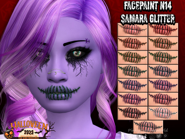 Sims 4 — Facepaint N14 - Samara Glitter (Brow Detail) by PinkyCustomWorld — Get ready for a halloween party with this