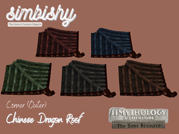 Sims 4 — SIMBISHY SIMythology Chinese Dragon Roof Awning (Outside Corner) by simbishy — Traditional Chinese roofs are