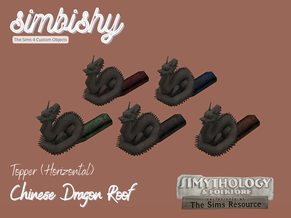 Sims 4 — SIMBISHY SIMythology Chinese Dragon Roof Topper (Horizontal) by simbishy — Traditional Chinese roofs are sloped