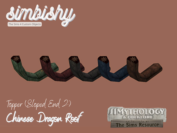 Sims 4 — SIMBISHY SIMythology Chinese Dragon Roof Topper (Sloped End 2) by simbishy — Traditional Chinese roofs are