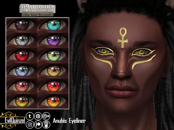 Sims 4 — SIMythology - Anubis Eyes by EvilQuinzel — Anubis eyes in 12 swatches. Facepaint category;