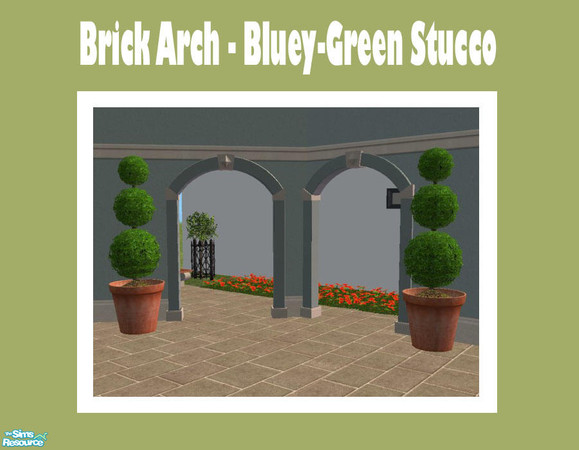 Sims 2 — Brick Arch Bluey-Green Stucco by Shakeshaft — Part of a new mesh Archway Set with straight and diagonal mesh and
