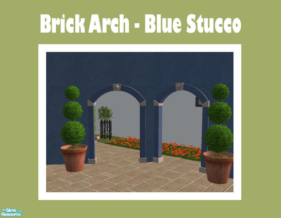 Sims 2 — Brick Arch Blue Stucco by Shakeshaft — Part of a new mesh Archway Set with straight and diagonal mesh and
