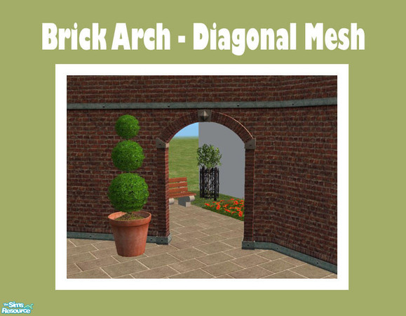 Sims 2 — Brick Arch Diagonal - Mesh by Shakeshaft — Part of a new mesh Archway Set with straight and diagonal mesh and