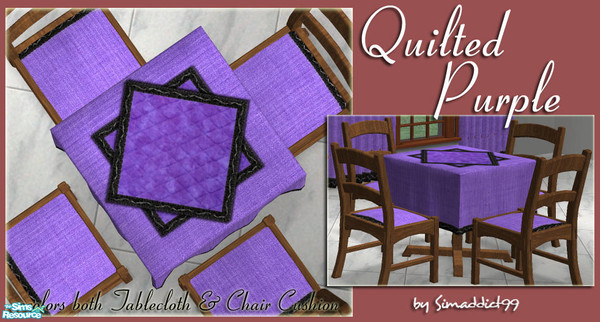 Sims 2 — Restaurant Tables - Quilted Purple by Simaddict99 — This will recolor both the tablecloth and matching chair