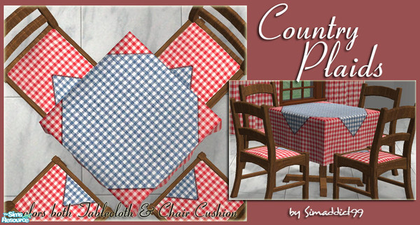 Sims 2 — Restaurant Tables - Country Plaids by Simaddict99 — This will recolor both the tablecloth and matching chair