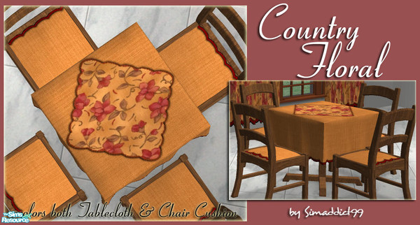 Sims 2 — Restaurant Tables - Country Floral by Simaddict99 — This will recolor both the tablecloth and matching chair
