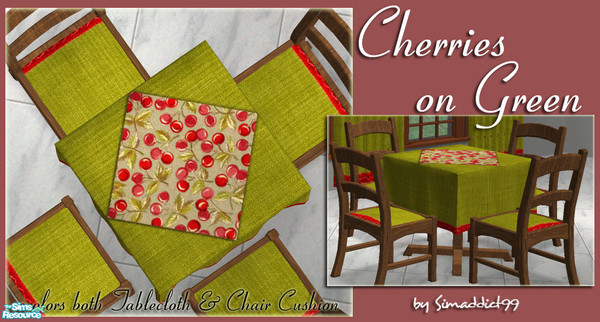 Sims 2 — Restaurant Tables - Cherries on Green by Simaddict99 — This will recolor both the tablecloth and matching chair