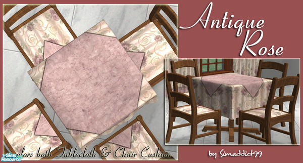 Sims 2 — Restaurant Tables - Antique Rose by Simaddict99 — This will recolor both the tablecloth and matching chair