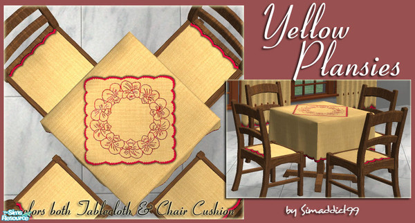 Sims 2 — Restaurant Tables - Yellow Pansies by Simaddict99 — This will recolor both the tablecloth and matching chair