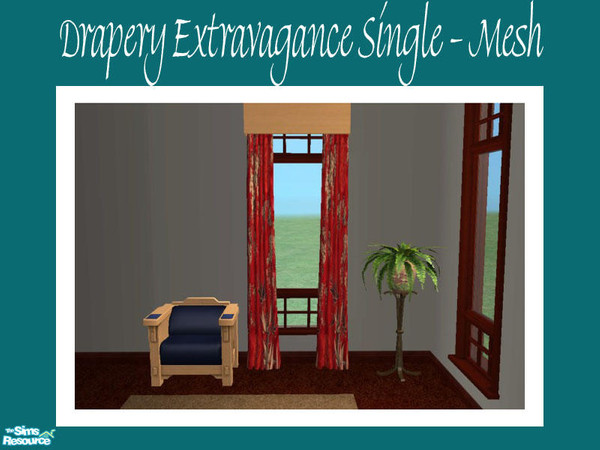 Sims 2 — Drapery Extravagance Single - Mesh by Shakeshaft — Part of a new mesh set of curtains, set includes meshes and