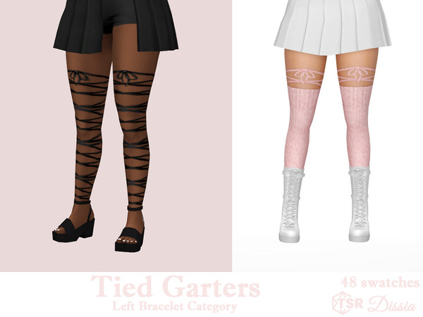 Sims 4 — Tied Garters (Accessory) by Dissia — Tied straps from ankle to thigh