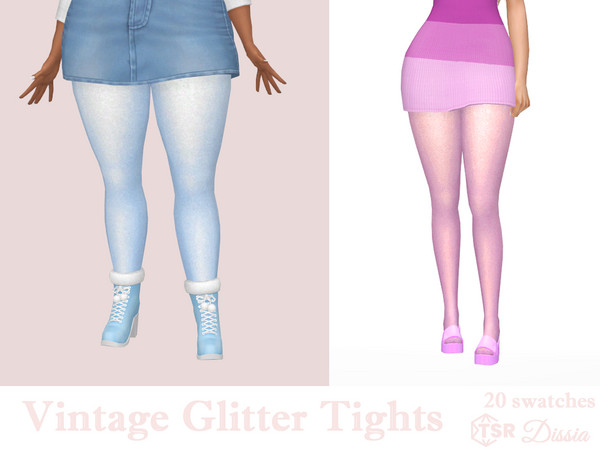 Sims 4 — Vintage Glitter Tights by Dissia — Colorful cosy tights perfect for autumn and winter
