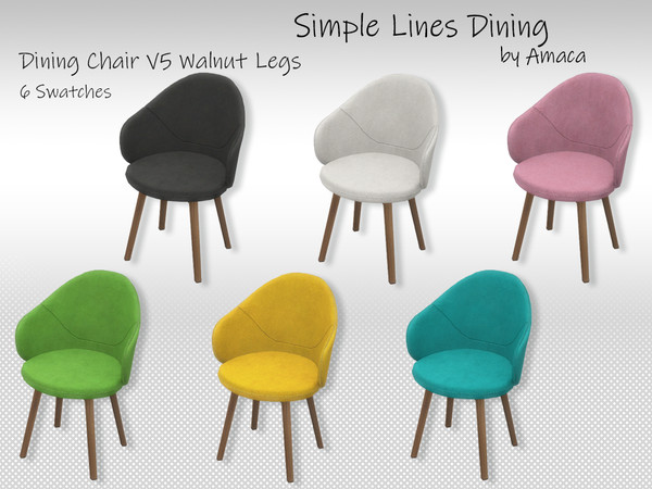Sims 4 — Simple lines dining chair v2 walnut by amaca2015 — The essential furniture for your sim's dining room.