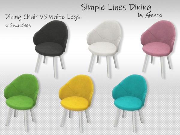 Sims 4 — Simple lines dining chair v3 white by amaca2015 — The essential furniture for your sim's dining room.