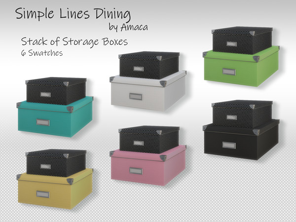 Sims 4 — Simple Lines Dining - Stack of storage boxes by amaca2015 — A set of new decorations for your sim's homes.