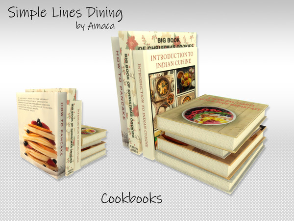 Sims 4 — Simple Lines Dining - Cookbooks by amaca2015 — A set of new decorations for your sim's homes.