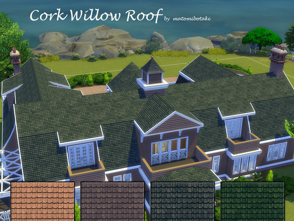 Sims 4 — Cork Willow Roof by MB by matomibotaki — Cork willow roof tile roof in four different color shades, each item