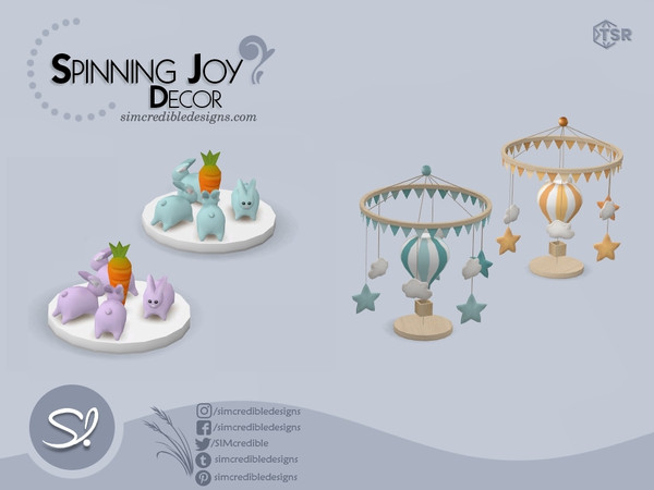 Sims 4 — Spinning Joy Table decor - Bunnies rabbit by SIMcredible! — Exclusive Gift for SIMcredible Patrons June 2020 by