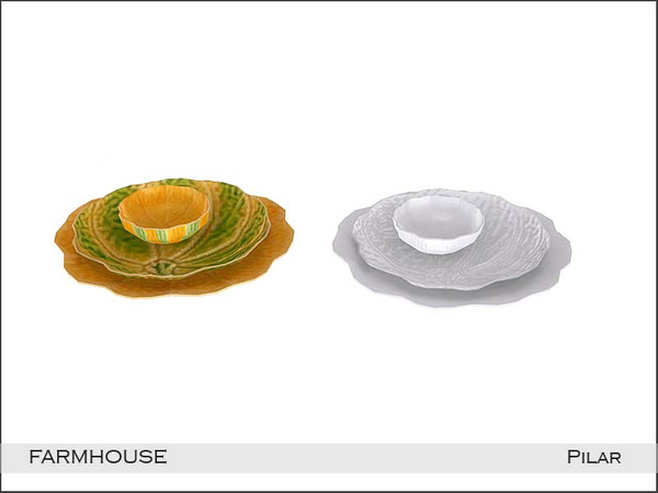 Sims 4 — Pilar Farmhouse Tableware by Pilar — Creado por Pilar para TSR sims4