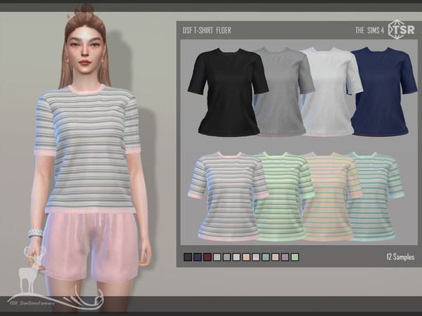 Sims 4 — TSHIRT FLOER by DanSimsFantasy — Loose flannel available in 12 samples.