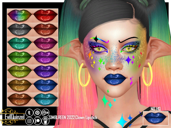 Sims 4 — [Patreon] Simblreen 2022 Clown Lipstick by EvilQuinzel — One of my treats for Simblreen 2022! Lipstick category;