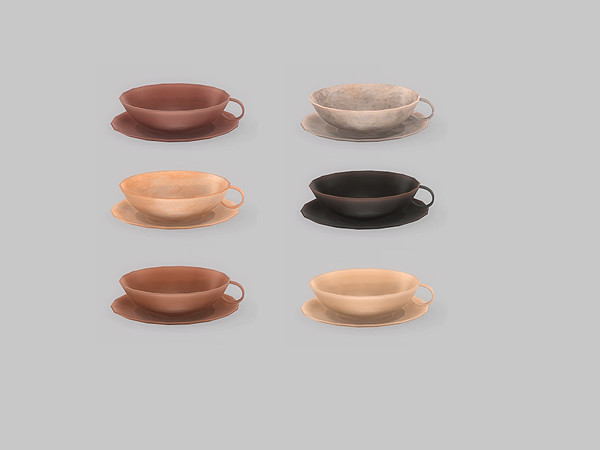 Sims 4 — Kitchen Accessories Cup with Plate by ung999 — A set of Asian pottery kitchenware, set contains 2 teapots, 2