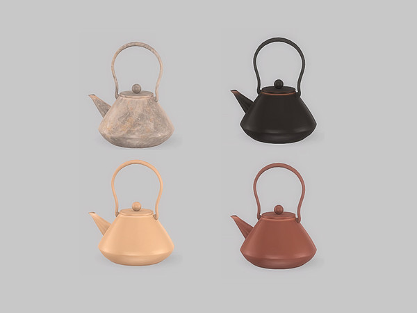 Sims 4 — Kitchen Accessories Teapot V.1 by ung999 — A set of Asian pottery kitchenware, set contains 2 teapots, 2 sets of