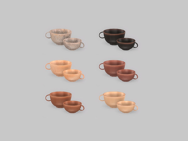 Sims 4 — Kitchen Accessories Cups by ung999 — A set of Asian pottery kitchenware, set contains 2 teapots, 2 sets of cups,