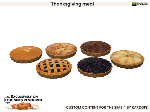 Sims 4 — kardofe_Thanksgiving meal_Pie by kardofe — Beautiful decorations for a Thanksgiving table setting