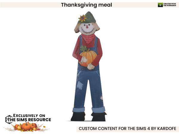 Sims 4 — kardofe_Thanksgiving meal_Scarecrow by kardofe — Beautiful decorations for a Thanksgiving table setting