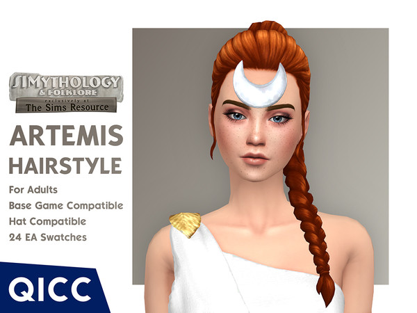 Sims 4 — [QICC]SIMythology_&_Folklore_Artemis_Hair.package by qicc — A braided ponytail inspired by Artemis, the