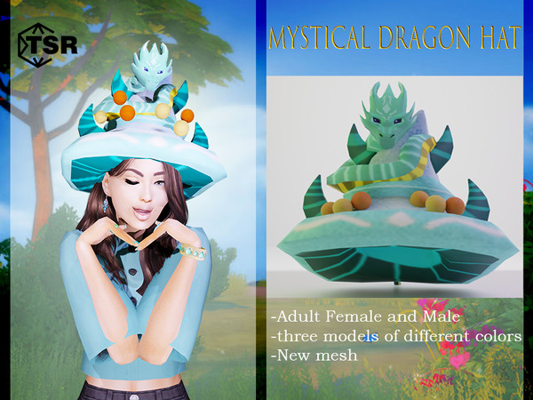 Sims 4 — Mystical Dragon Hat by 4nt0ni0 — Adult female and Male