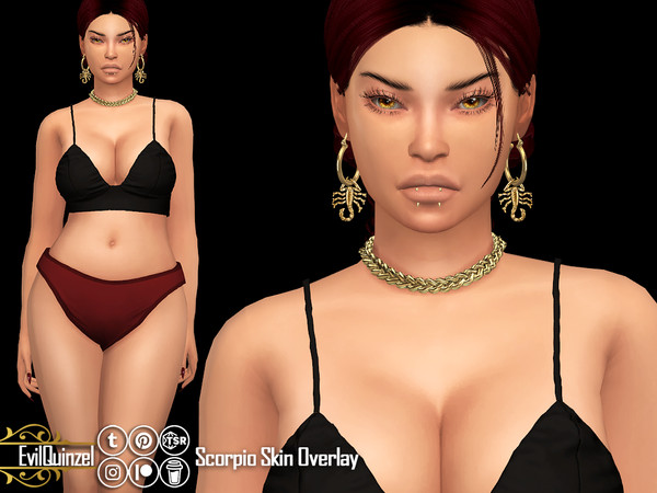 Sims 4 — Scorpio Skin Overlay by EvilQuinzel — Skin Overlay of Scorpio Skin in six variations. Skin details category;