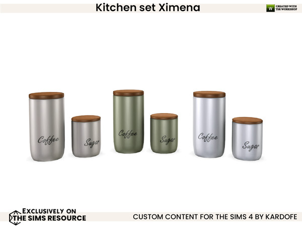 Sims 4 — kardofe_Kitchen set Ximena_Jars by kardofe — Kitchen mess, a bit of everything, a tea set, saucepan, paper roll